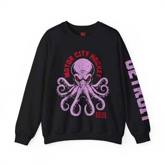 Motor City Hockey - Ice Hockey Crewneck Sweatshirt - Front and Sleeve Print
