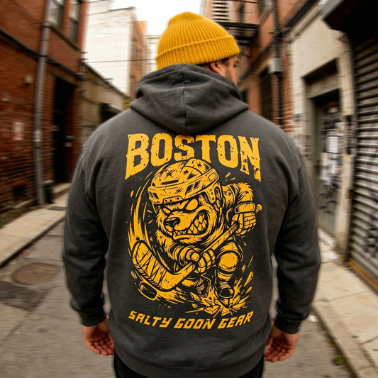 BOSTON IRON BITE ENFORCER - PREMIUM HEAVY HOODIE - Front and Back