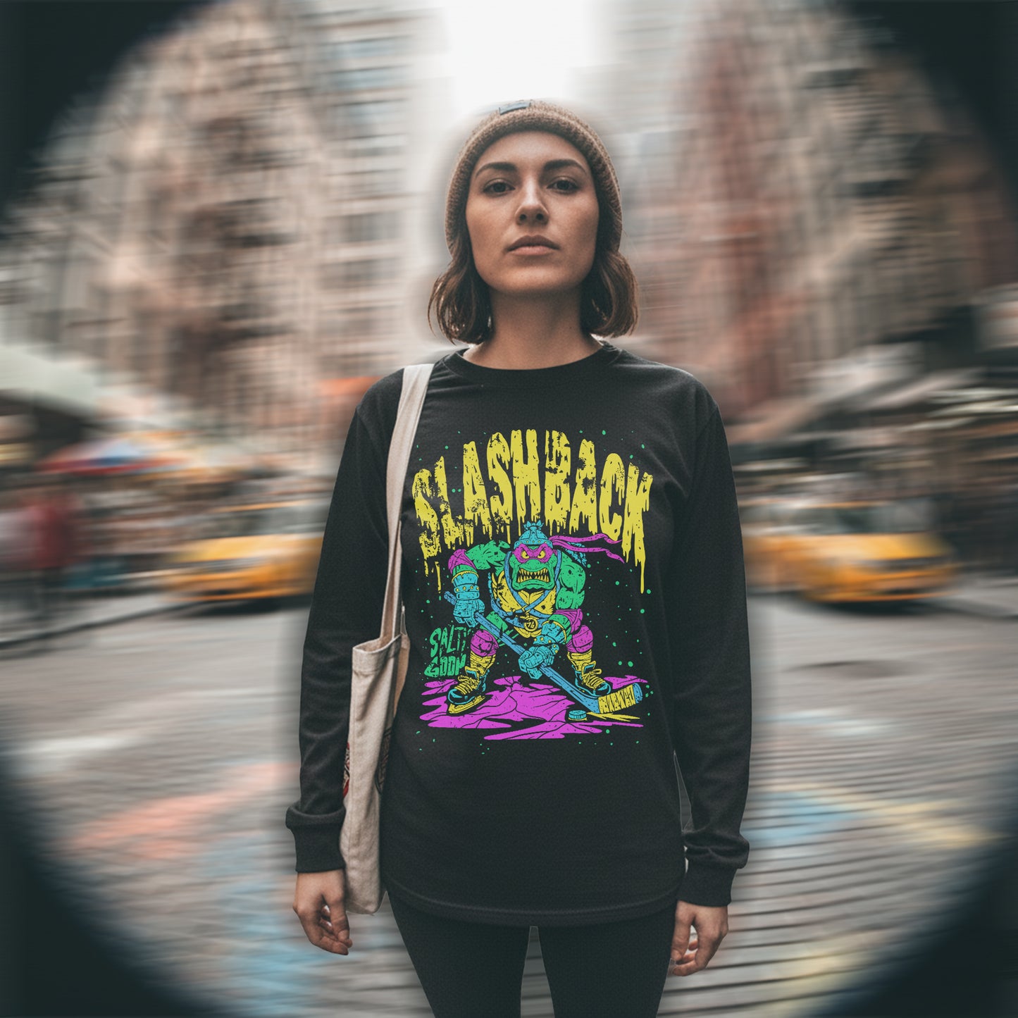 SLASHBACK Long Sleeve Tee – Bella Canvas 3501 Black Unisex