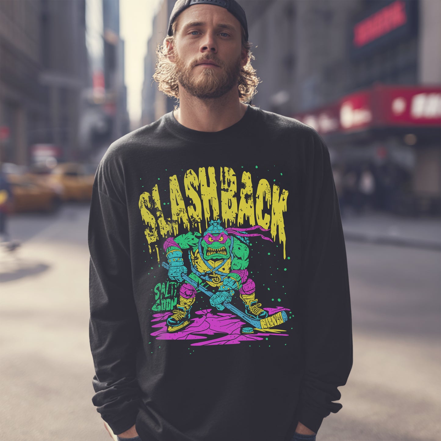 SLASHBACK Long Sleeve Tee – Bella Canvas 3501 Black Unisex