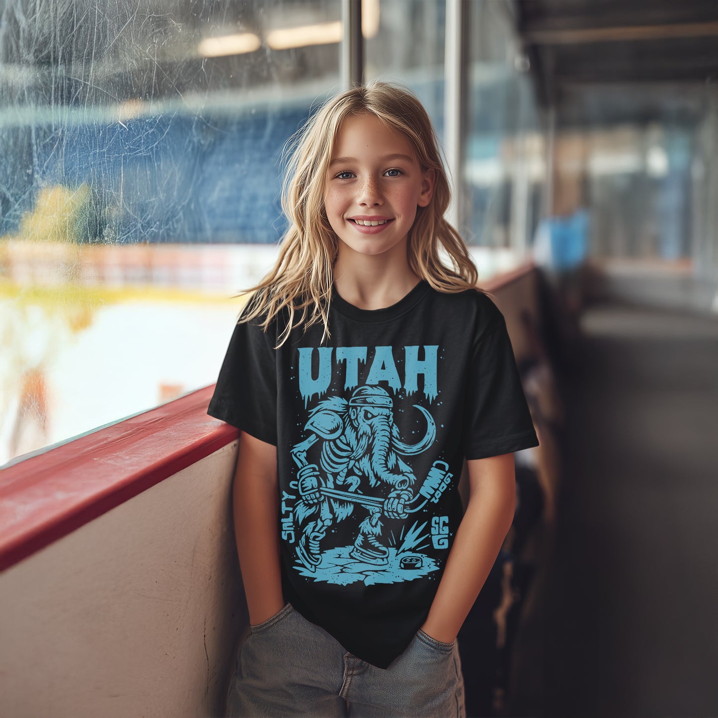 UTAH Ice Age Enforcer Youth Hockey TEE – Bella Canvas 3001Y Black
