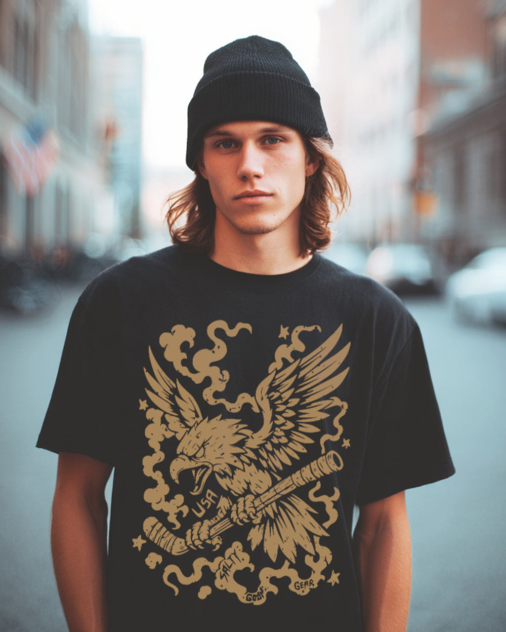 Stars Stripes and Slashes - Unisex Black Tee