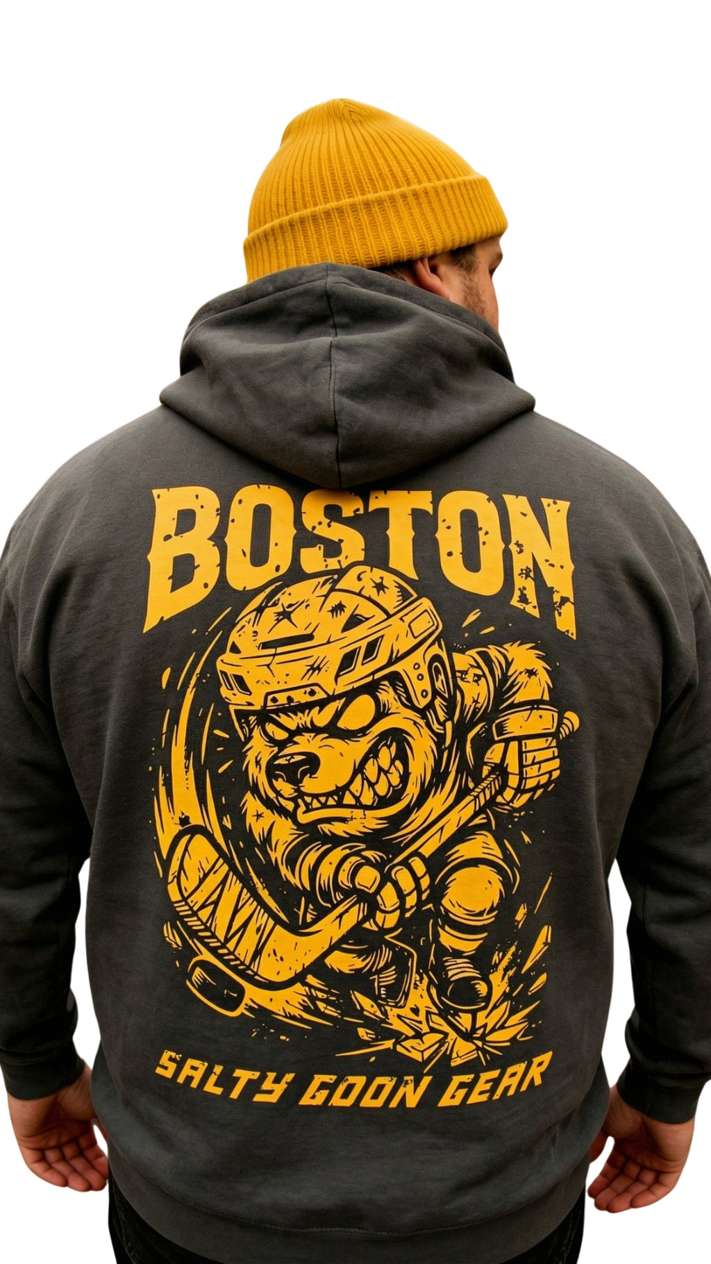 BOSTON IRON BITE ENFORCER - PREMIUM HEAVY HOODIE - Front and Back