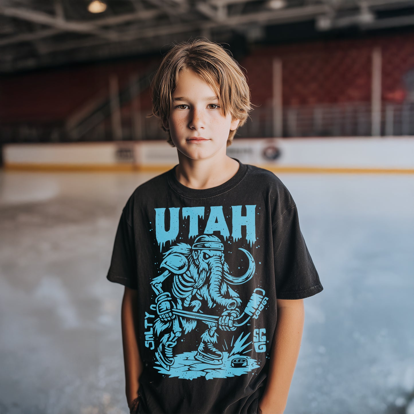 UTAH Ice Age Enforcer Youth Hockey TEE – Bella Canvas 3001Y Black