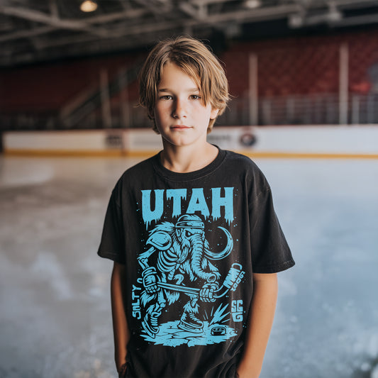 UTAH Ice Age Enforcer Youth Hockey TEE – Bella Canvas 3001Y Black