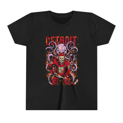 Detroit Red Line Reaper - Youth Ice Hockey Short Sleeve Tee - Salty Goon Gear