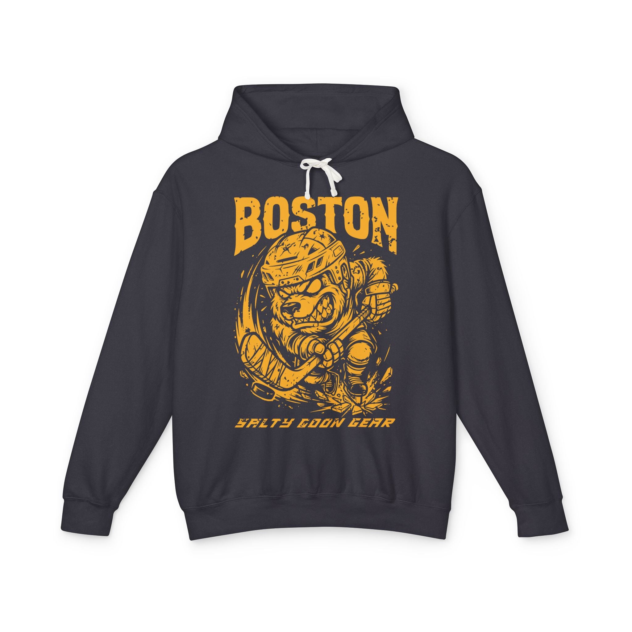 BOSTON IRON BITE ENFORCER - PREMIUM LIGHTWEIGHT HOODIE - LARGE FRONT PRINT - NO KANGAROO POCKET