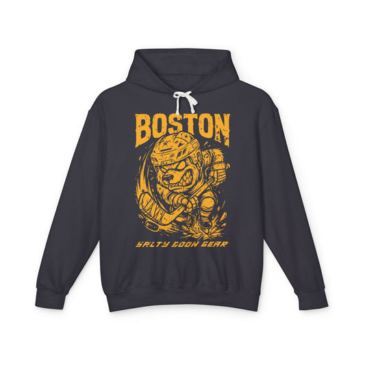 BOSTON IRON BITE ENFORCER - PREMIUM LIGHTWEIGHT HOODIE - LARGE FRONT PRINT - NO KANGAROO POCKET