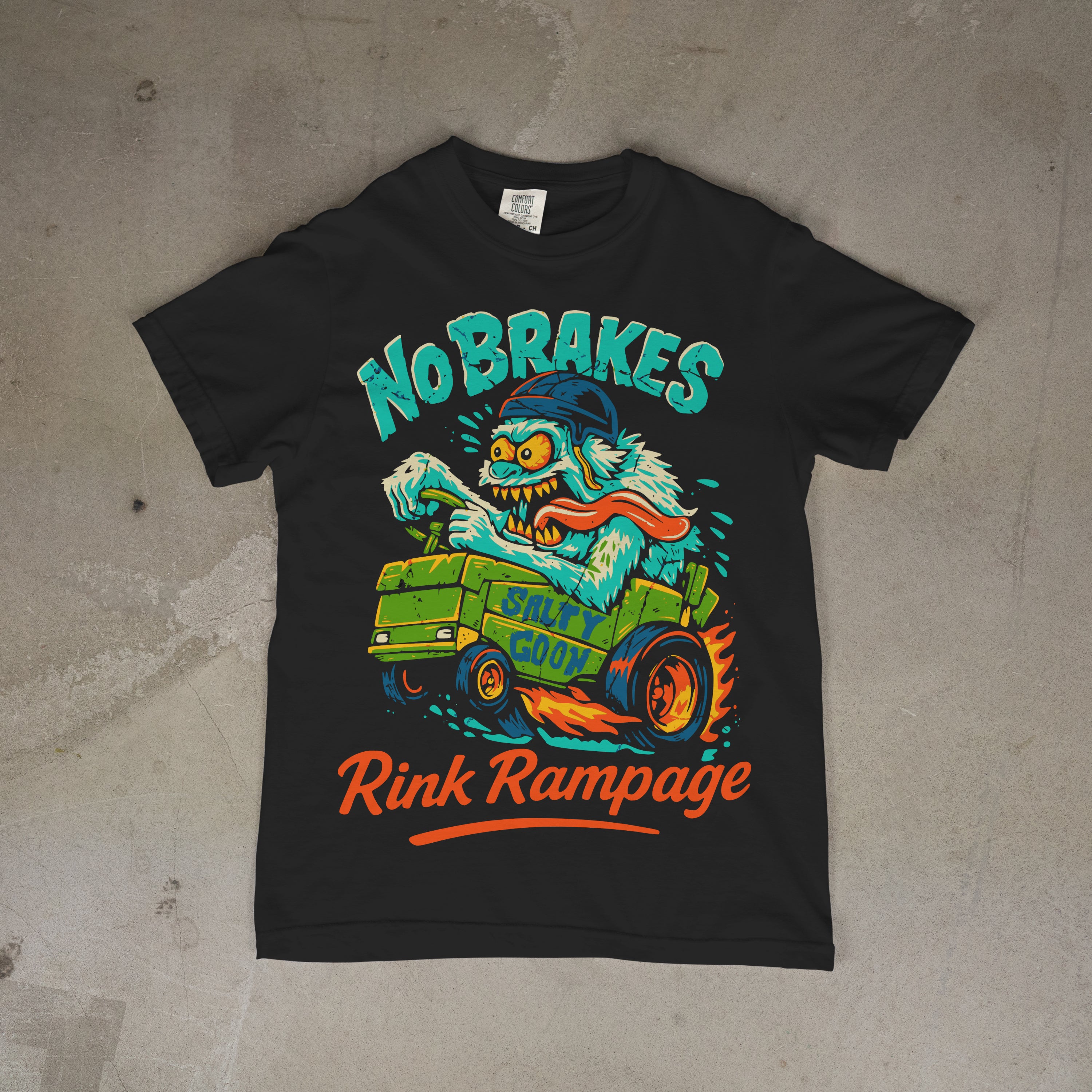 No Brakes Rink Rampage Comfort Colors Front Print Tee