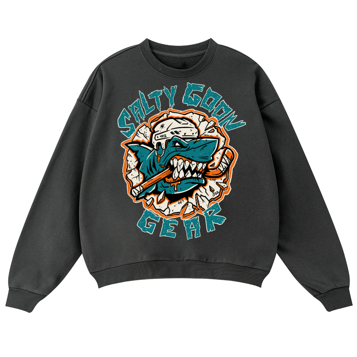 SAN JOSE FIST AND FINS PREMIUM ULTRA HEAVY CREWNECK SWEATSHRIT ( 460GSM )