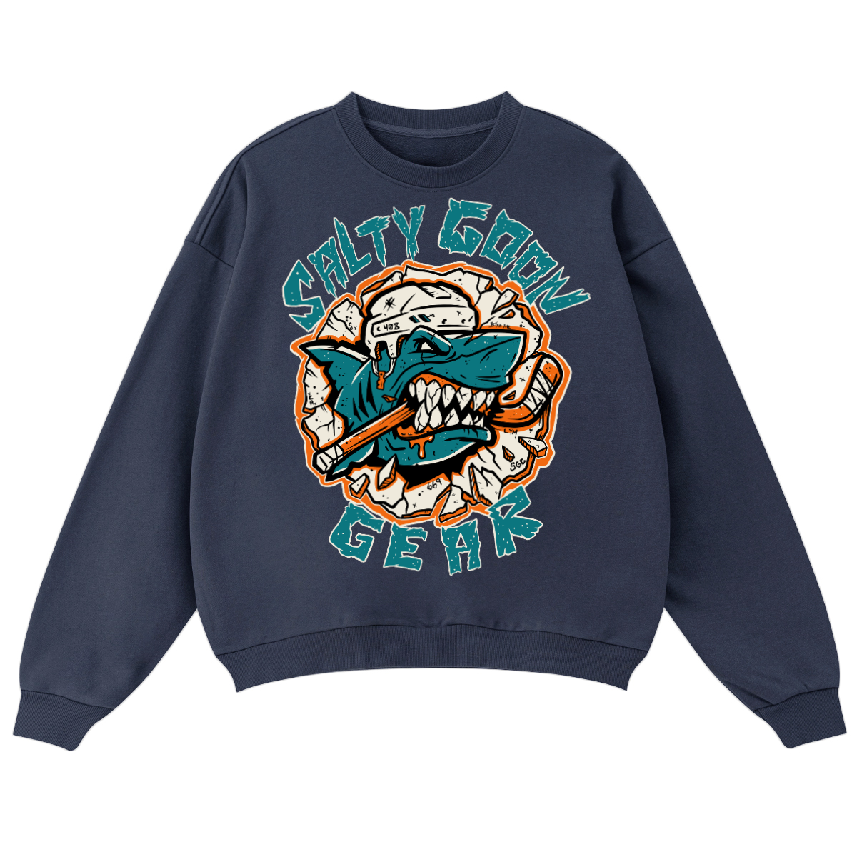 SAN JOSE FIST AND FINS PREMIUM ULTRA HEAVY CREWNECK SWEATSHRIT ( 460GSM )