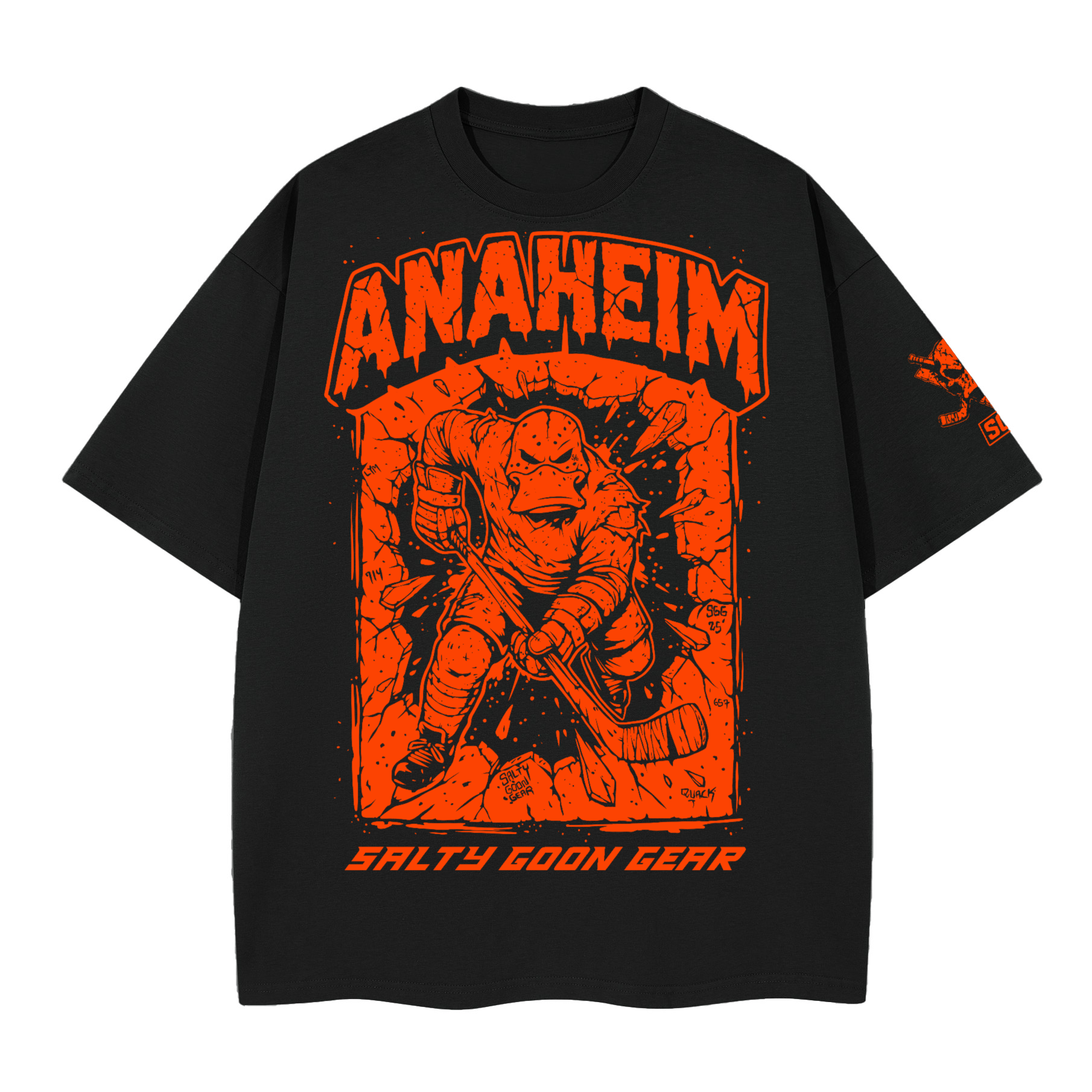 ANAHEIM QUACK ATTACK - Premium Unisex Ultra Heavyweight  (280GSM) Front, Sleeve, and Back Tee