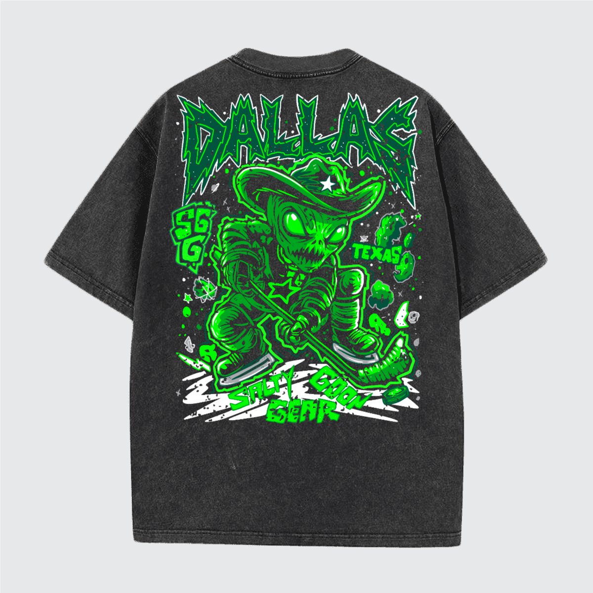 Dallas Heavy Vintage Tee Front and Back