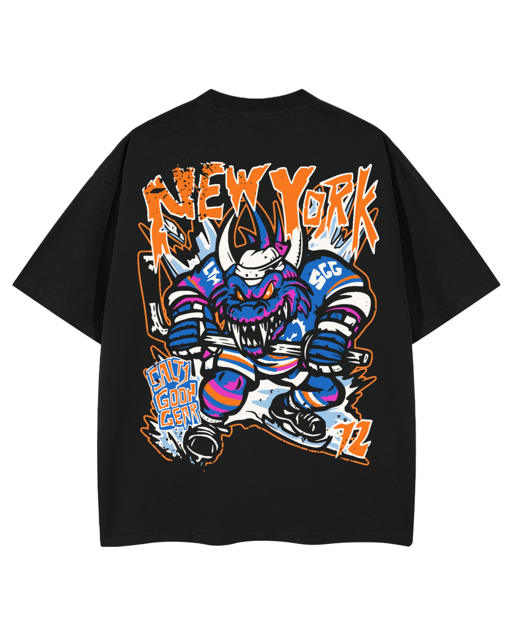 New York Scaled Skater Heavy Tee Front and Back