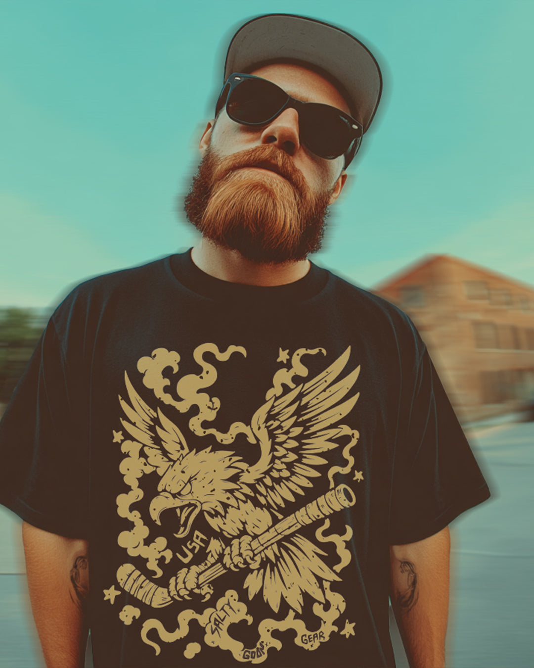 Stars Stripes and Slashes - Unisex Black Tee