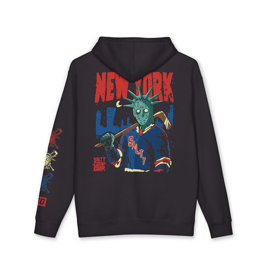 NEW YORK - LIBERTY ENFORCERS - Salty Goon Gear -  10 oz heavy hoodie - Front, Back, and Sleeve Print