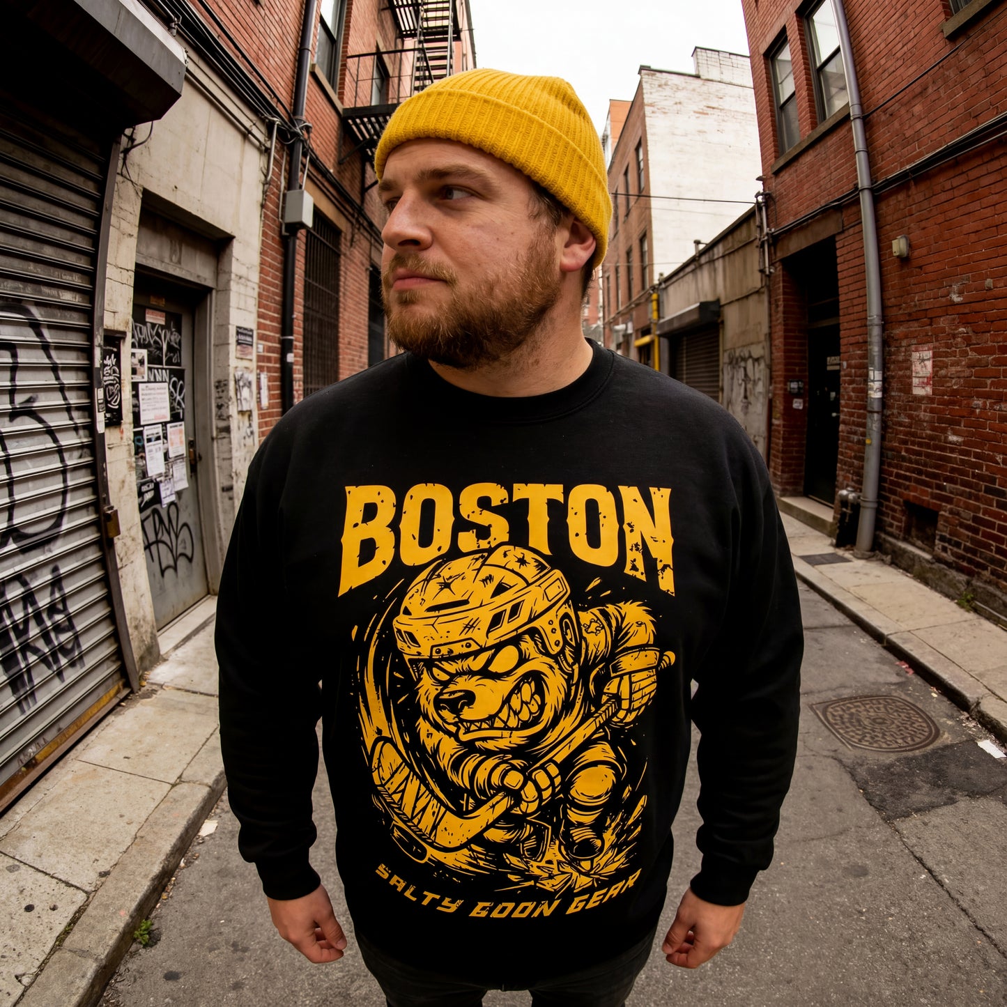 BOSTON IRON BITE ENFORCER - CREWNECK SWEATSHIRT - FRONT PRINT