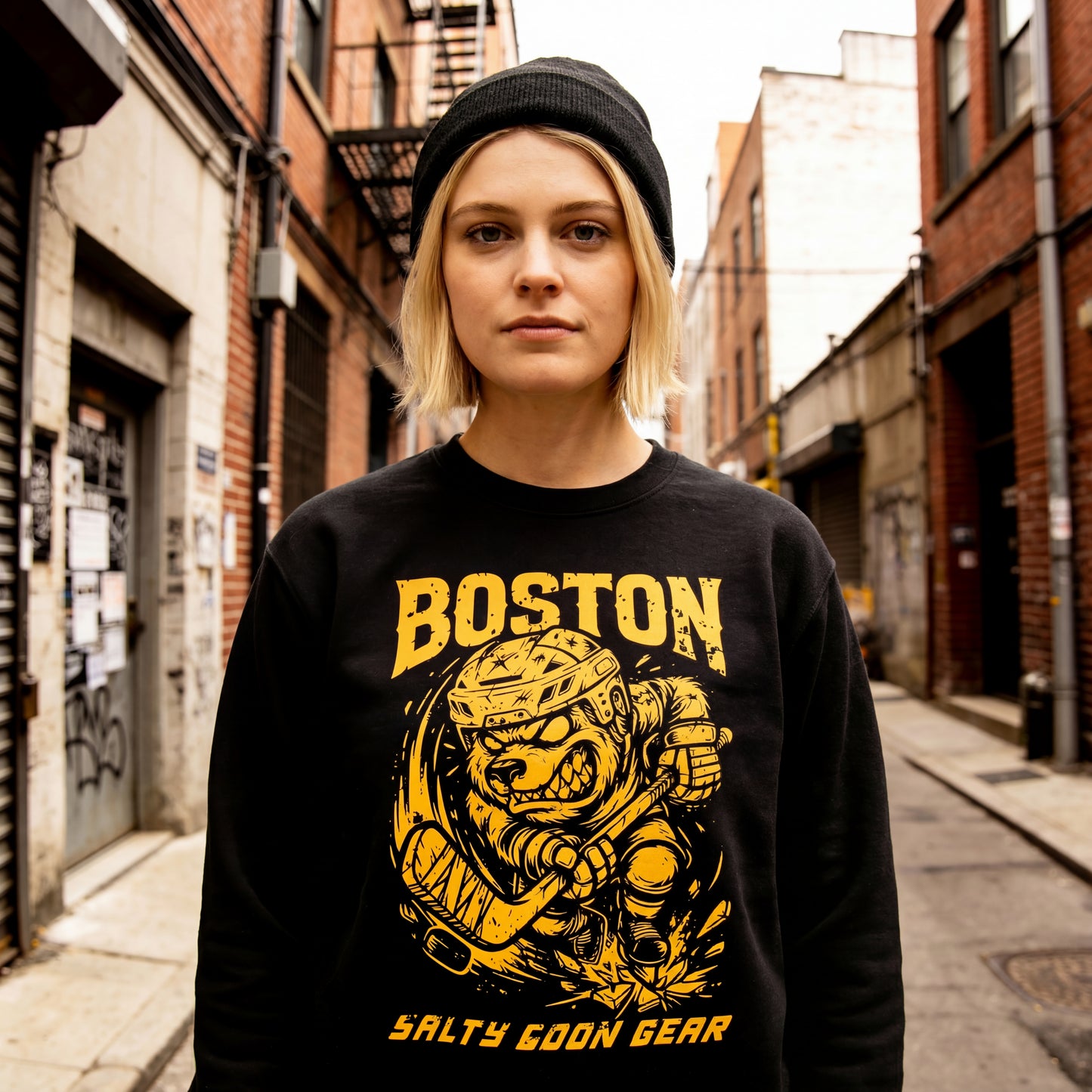 BOSTON IRON BITE ENFORCER - CREWNECK SWEATSHIRT - FRONT PRINT