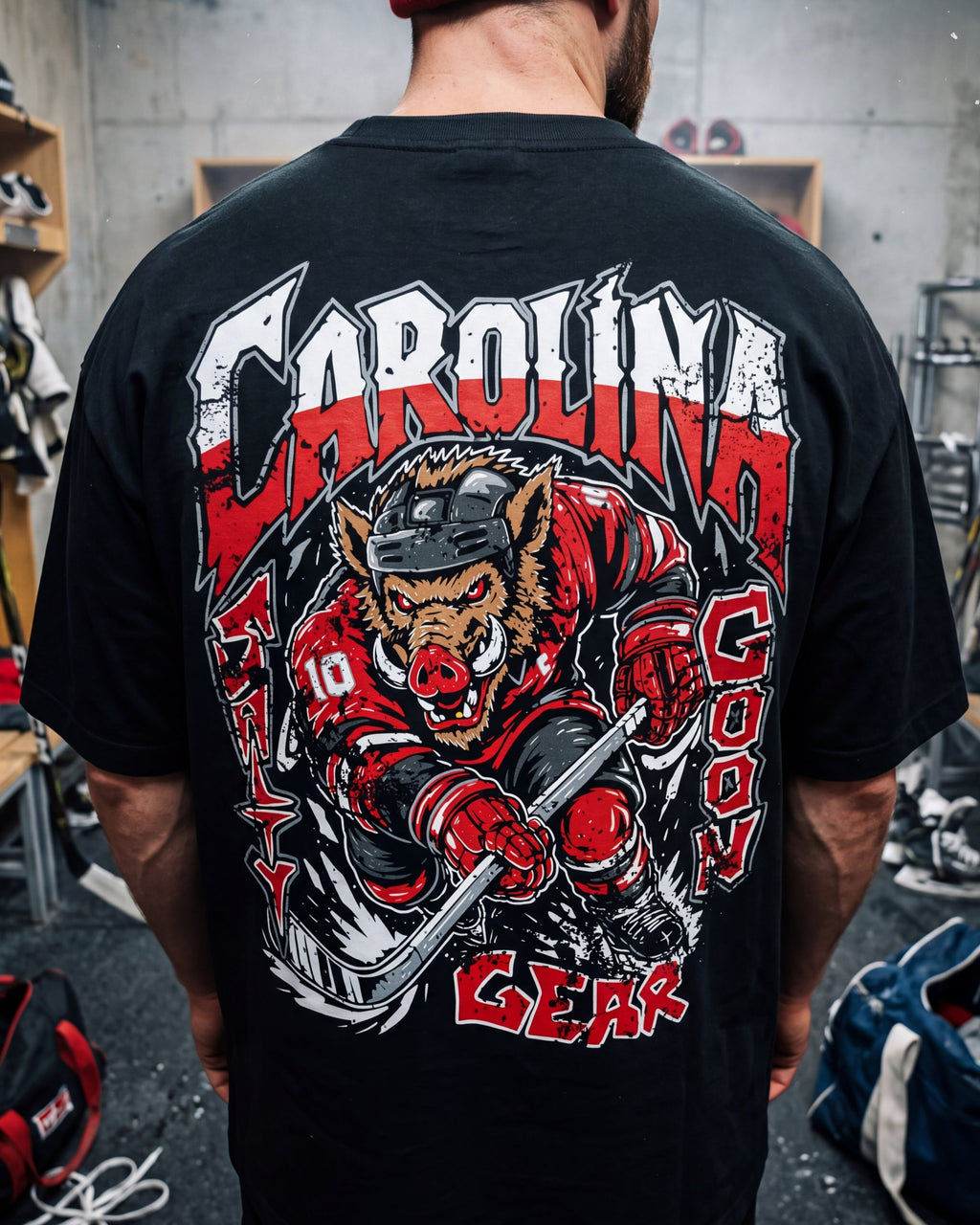 Carolina Hockey Enforcer Heavyweight Tee Front and Back