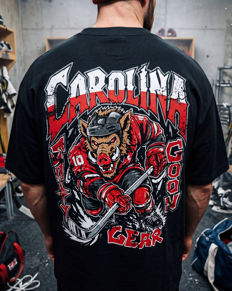 Carolina Hockey Enforcer Heavyweight Tee Front and Back