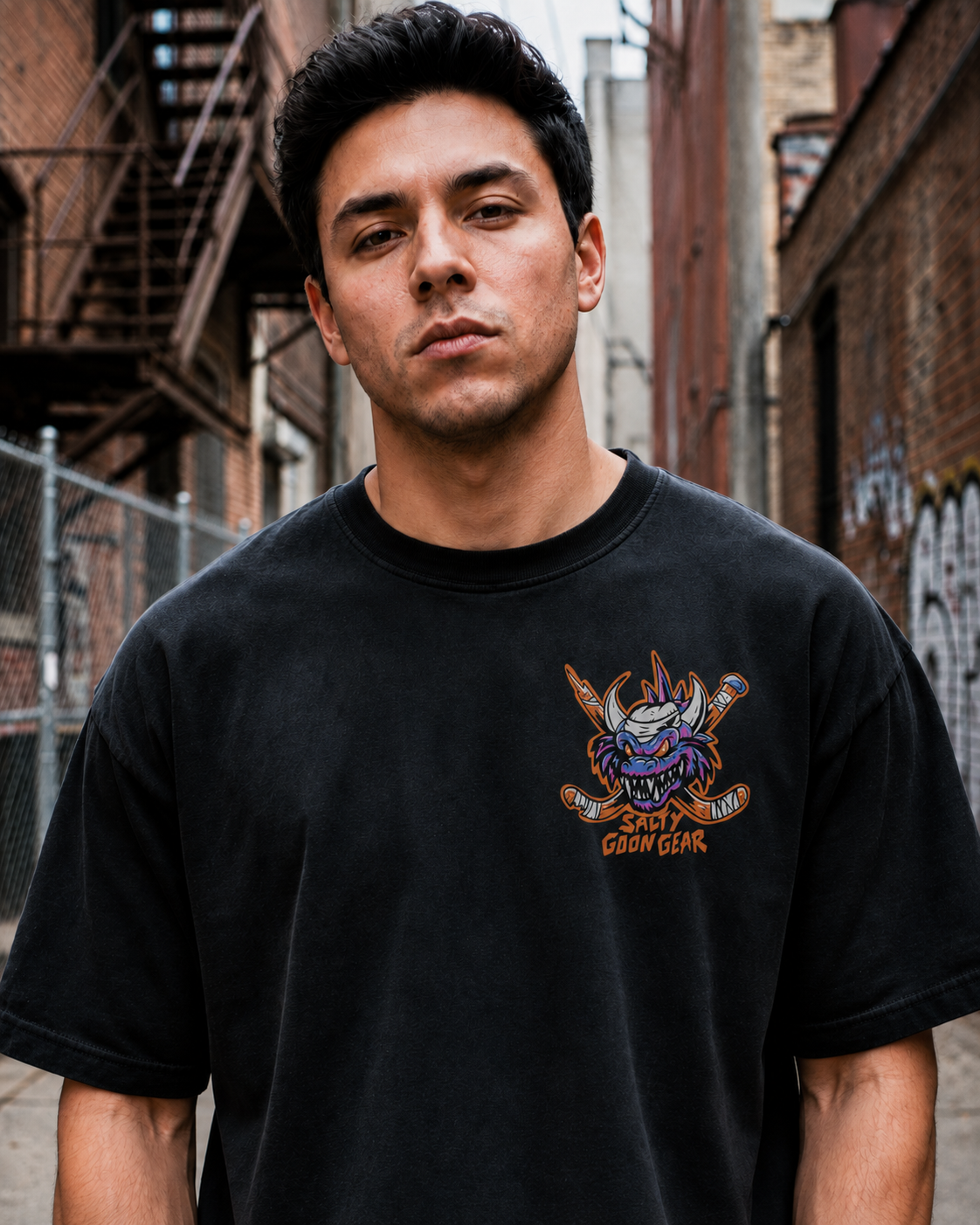 New York Scaled Skater Heavy Tee Front and Back