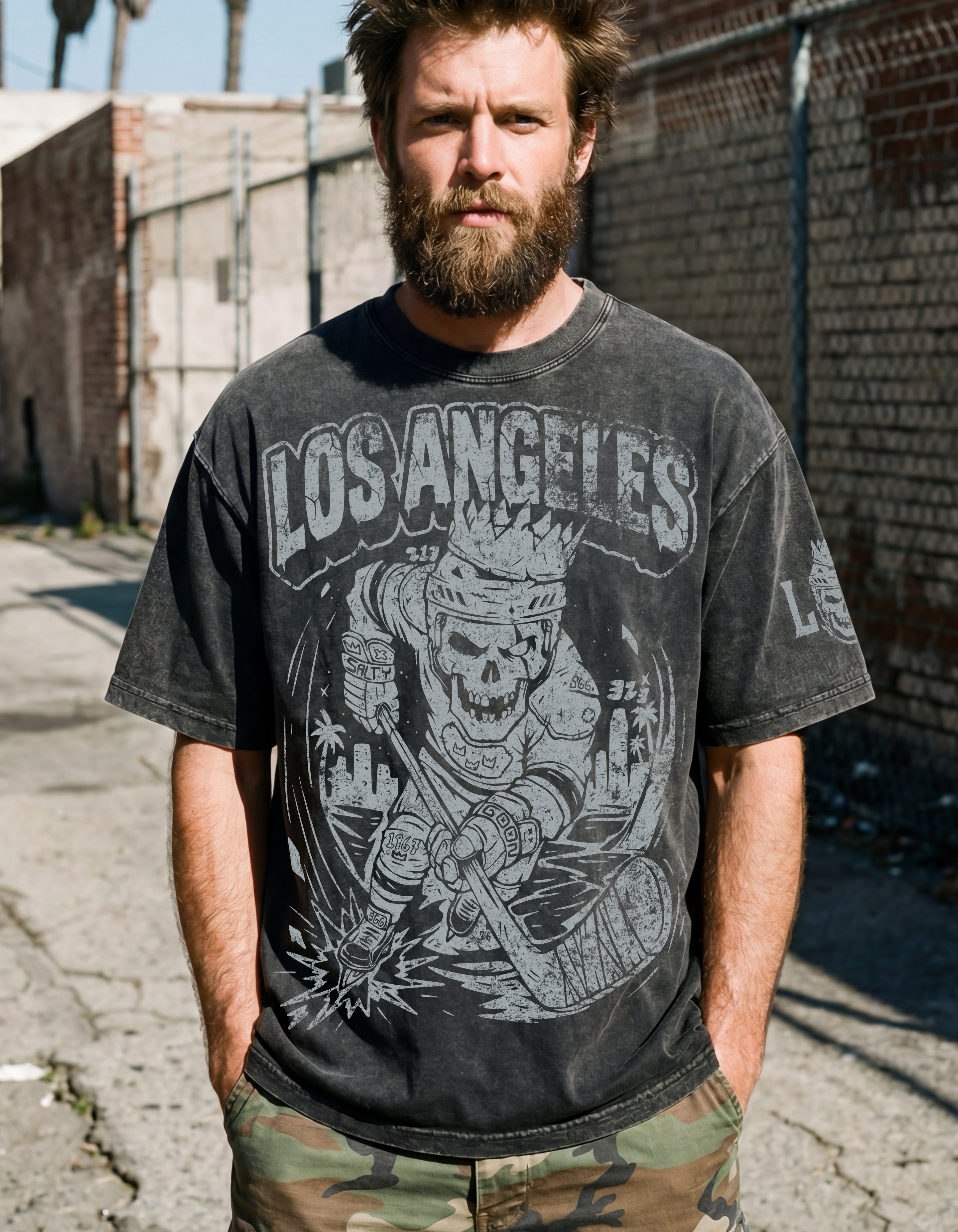 Los Angeles Royal Bones Snow Wash Tee