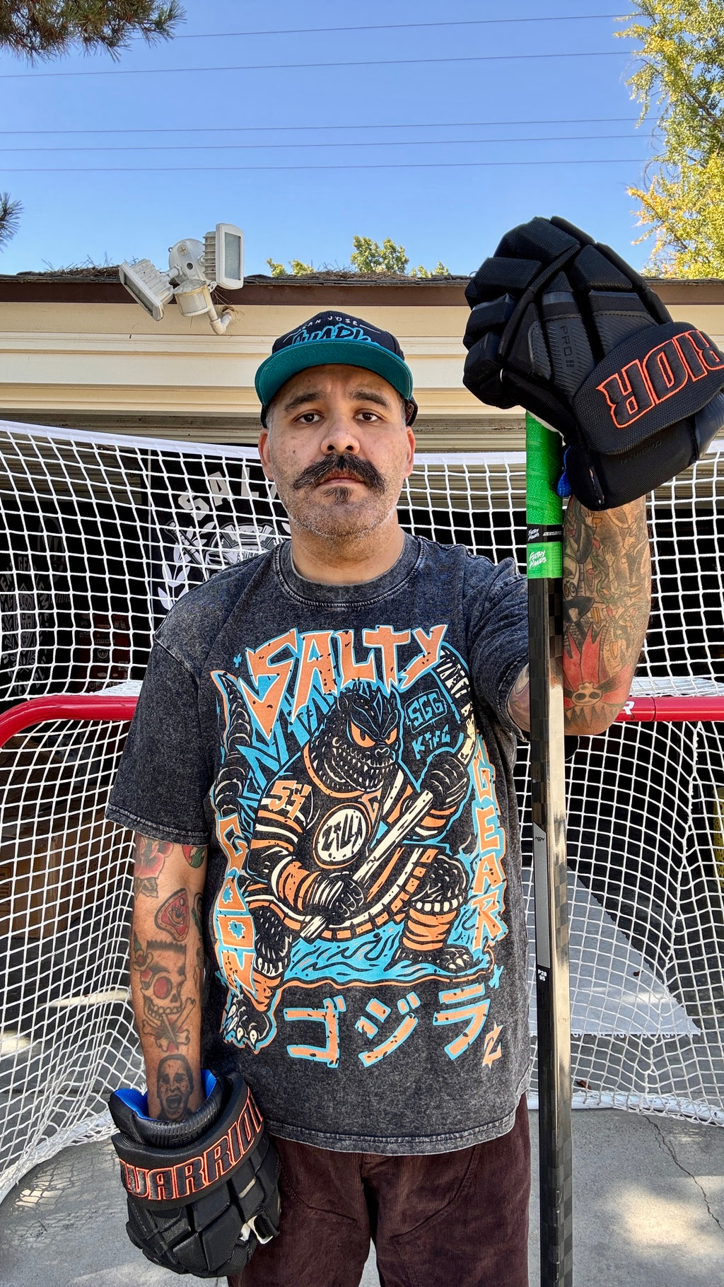 kaiju zilla ice hockey tshirt 