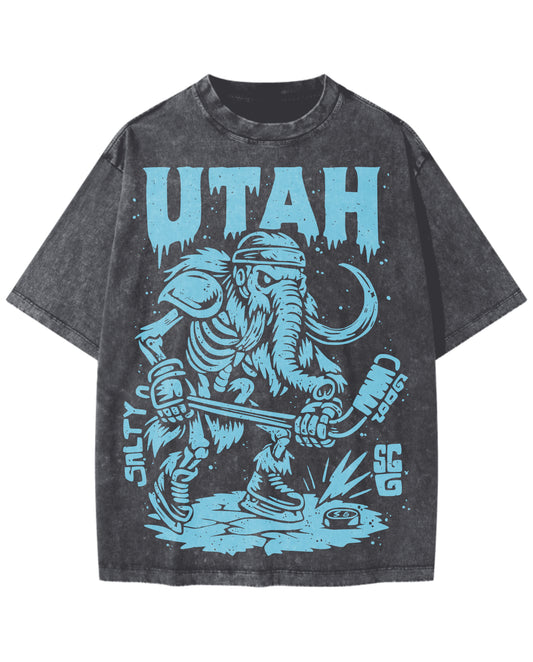 UTAH ICE AGE ENFORCER Unisex Heavyweight Oversized Snow Wash T-shirt(285GSM)