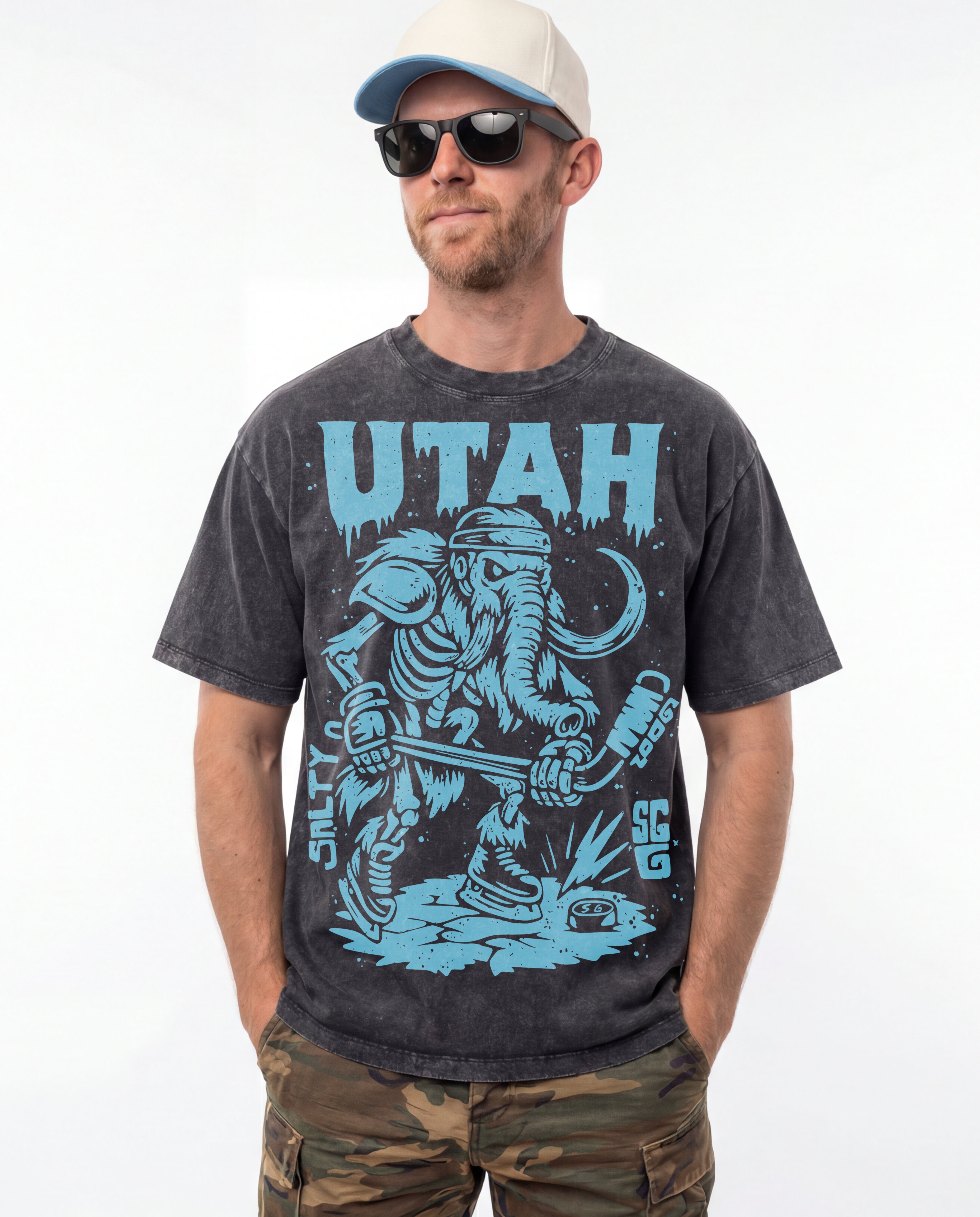 UTAH ICE AGE ENFORCER Unisex Heavyweight Oversized Snow Wash T-shirt(285GSM)