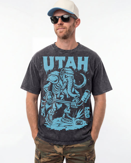 UTAH ICE AGE ENFORCER Unisex Heavyweight Oversized Snow Wash T-shirt(285GSM)