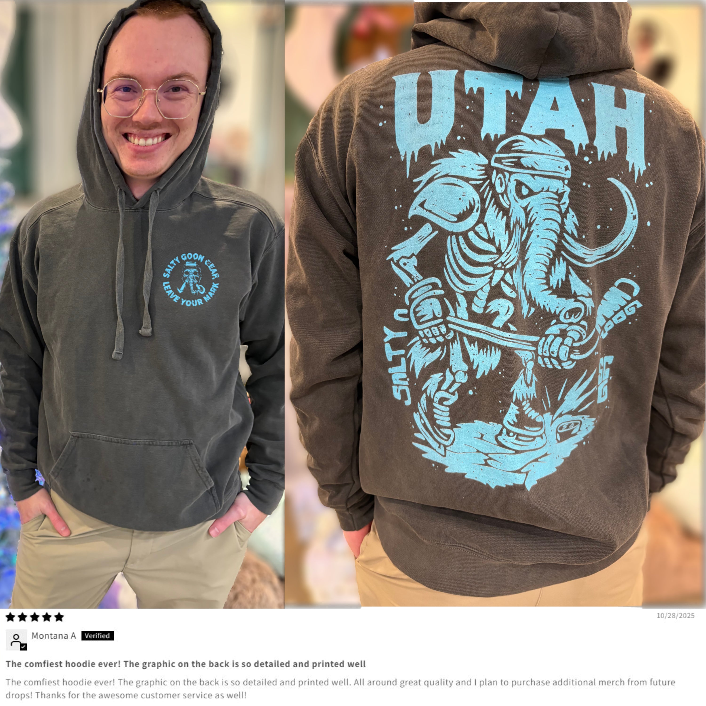 Utah Ice Age Enforcer Hoodie Front and Back
