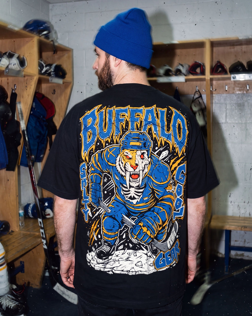 Buffalo Hockey Enforcer Heavy Tee Front and Back