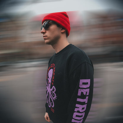 Motor City Hockey - Ice Hockey Crewneck Sweatshirt - Front and Sleeve Print