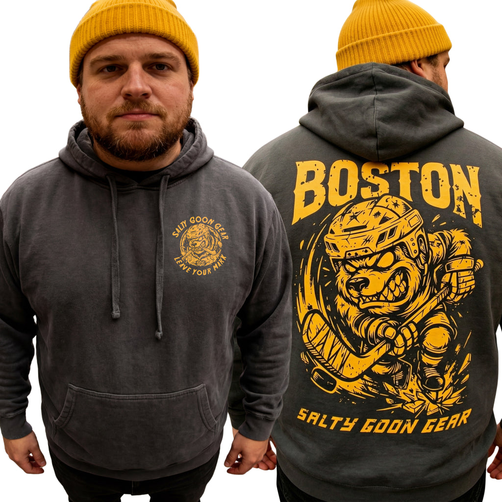 BOSTON IRON BITE ENFORCER - PREMIUM HEAVY HOODIE - Front and Back