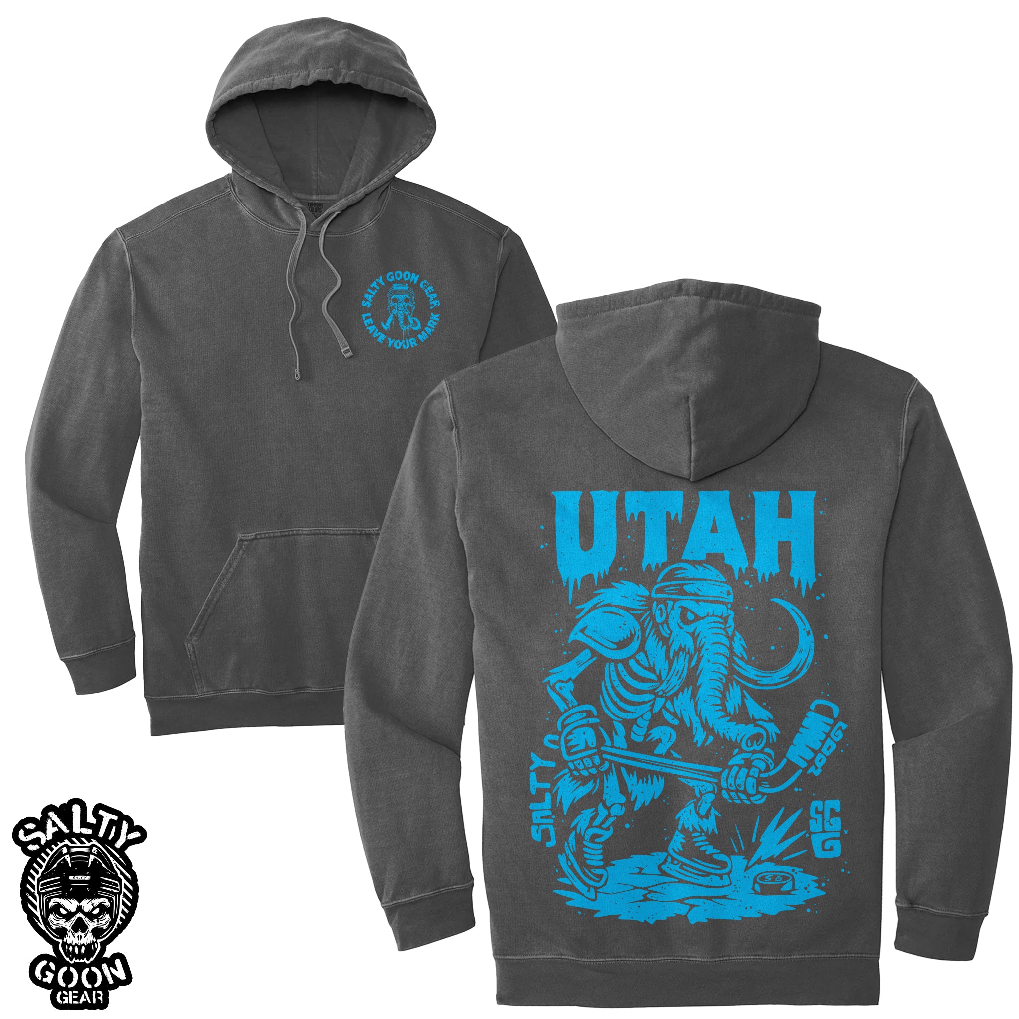 Utah Hockey Hoodie Premium Heavy Front and Back 
