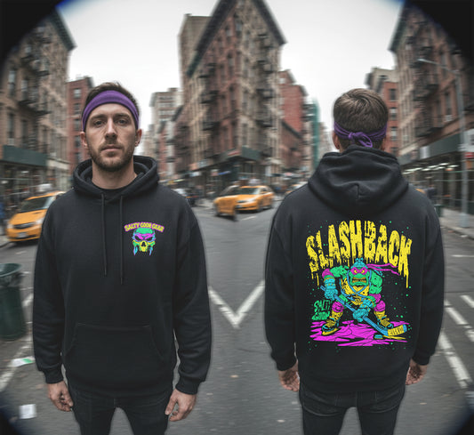 SLASHBACK Hoodie – Lane Seven LS14001 Unisex Black (Front & Back Print)