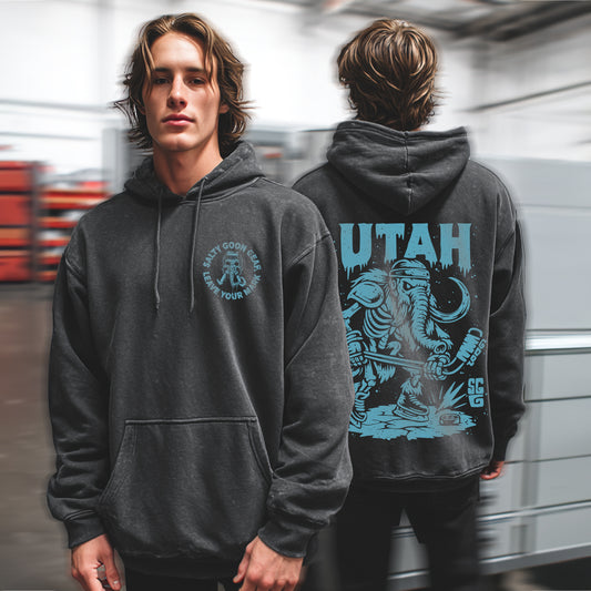 UTAH ICE AGE ENFORCER - PREMIUM HEAVY HOODIE - Front and Back