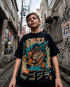 Kaiju Zilla Hockey Youth Tee shirt. Japanese Hockey Tshirt design. 