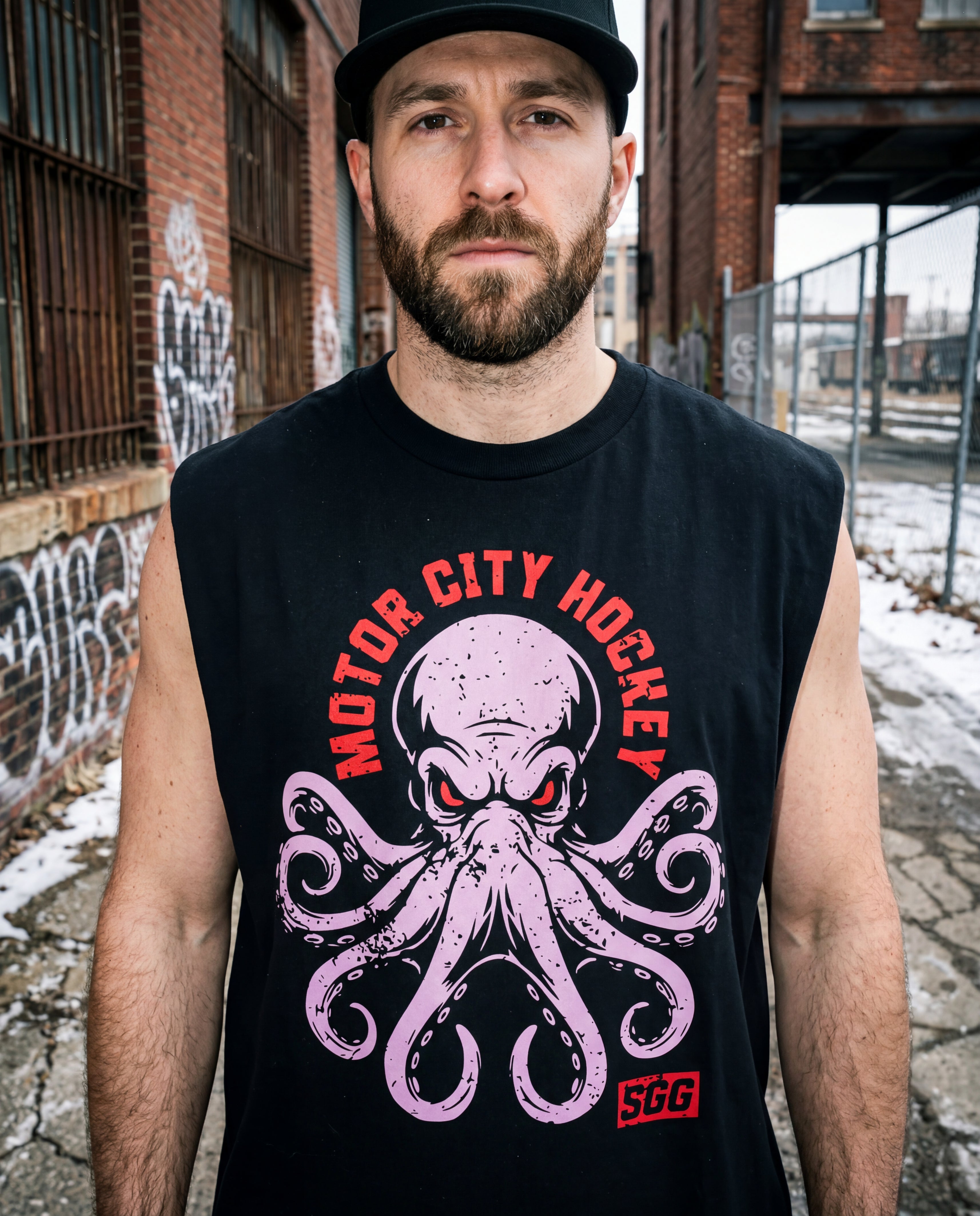 Motor City Hockey Tank Top , Purple Octopus, 313, Salty Goon Gear