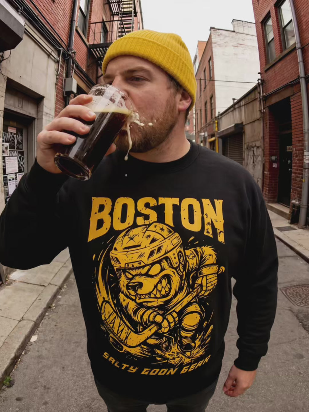 BOSTON IRON BITE ENFORCER - CREWNECK SWEATSHIRT - FRONT PRINT