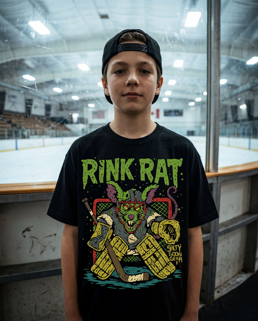 rink rat hockey goalie tshirt design 