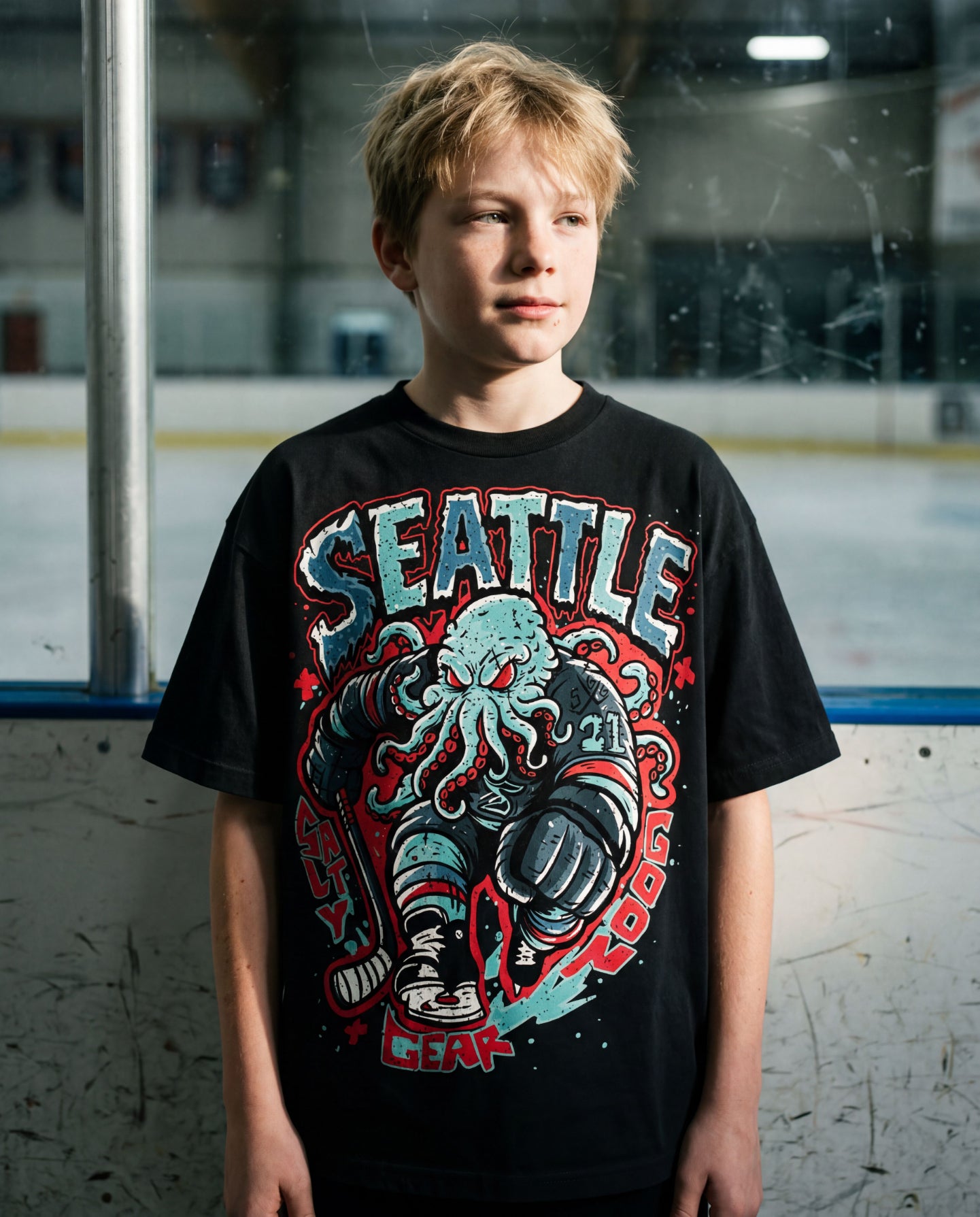 Seattle Hockey Tshirt, Kids wearing a seattle hockey tshirt 