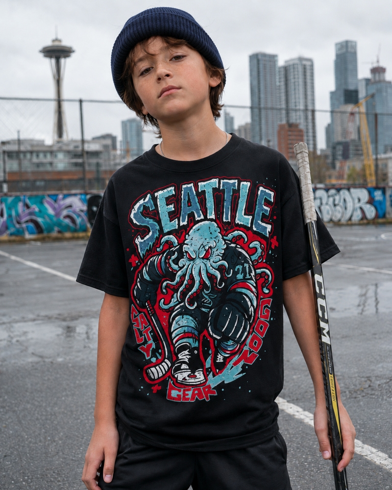 Seattle Hockey Tshirt, Kids wearing a seattle hockey tshirt 