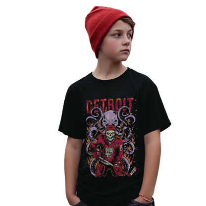Detroit Red Line Reaper - Youth Ice Hockey Short Sleeve Tee - Salty Goon Gear